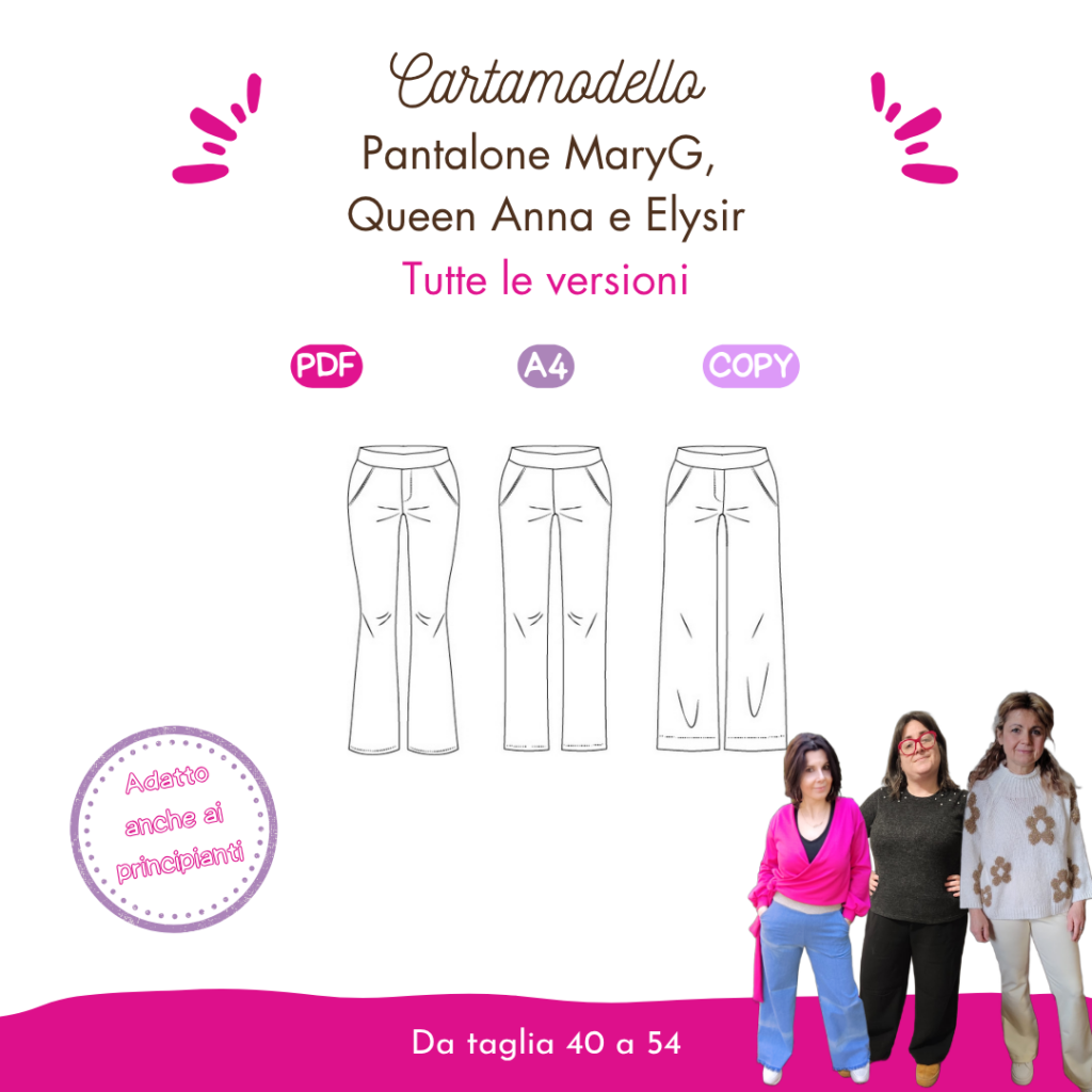 Cartamodello pantalone donna a zampa, da taglia 40 a 54